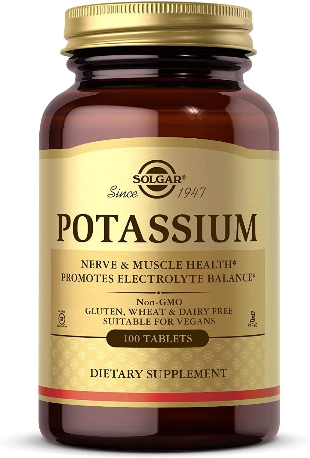 Solgar Potassium - 250 Tablets - Nerve &amp; Muscle Health, Promotes Electrolyte Balance - Vegan, Gluten &amp; Dairy Free, Kosher - 250 Servings