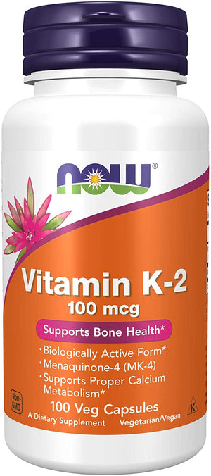 NOW Foods Vitamin K-2, 100 mcg, 100 Vegetarian Capsules