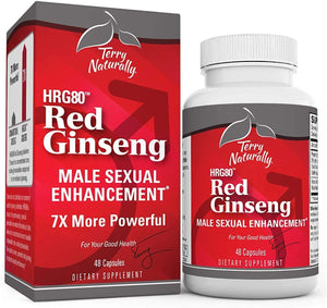 Terry Naturally HRG80 Red Ginseng Male Sexual Enhancement – 48 Capsules – Male Sexual Enhancement Supplement – Korean Red Ginseng Root Powder, Panax Ginseng, HRG80, Non-GMO, Vegan, Gluten Free