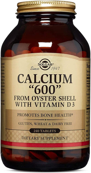 Solgar Calcium "600", 60 Tablets - Calcium from Oyster Shell with Vitamin D3 - Promotes Bone Health - Enhanced Absorption - Non-GMO, Gluten Free, Dairy Free - 30 Servings