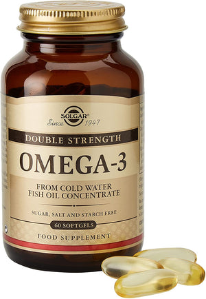 Solgar Double Strength Omega-3 700 mg, 60 Softgels - Fish Oil Supplement - Support for Cardiovascular, Joint & Cellular Health - Contains EPA & DHA Omega 3 Fatty Acids - Gluten Free - 60 Servings