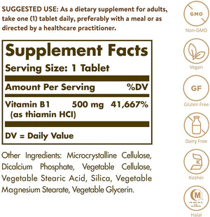 Solgar Vitamin B1 Thiamin, 500 mg, 100 Tablets