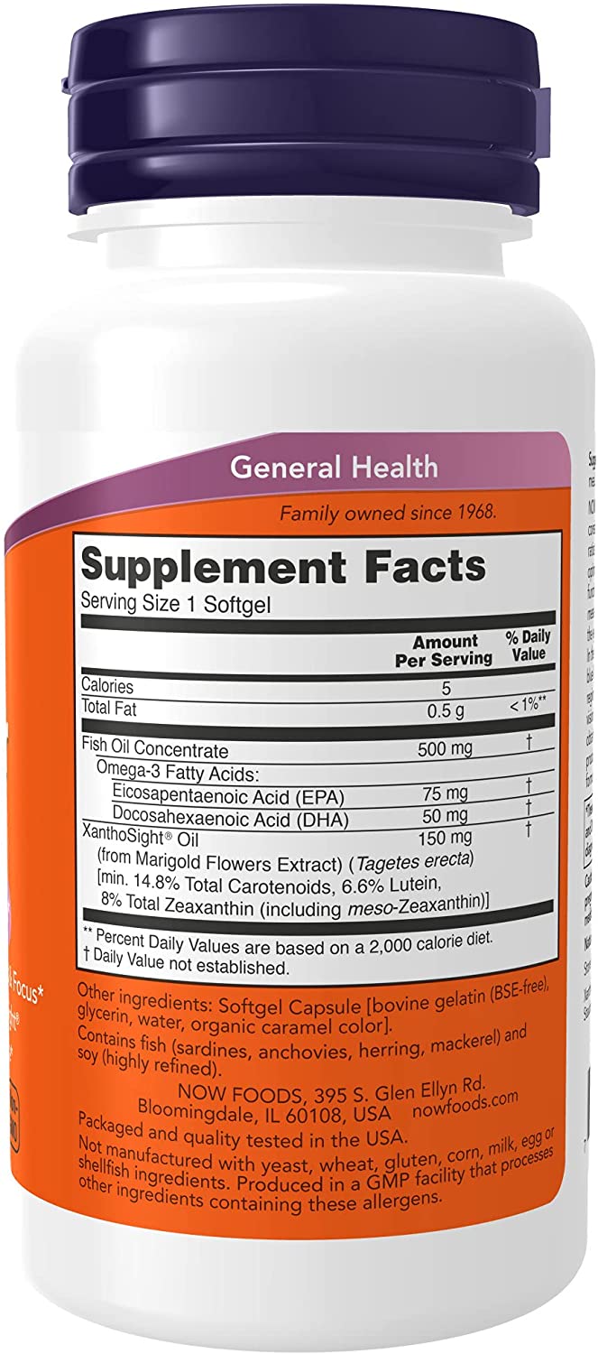 NOW Foods Supplements, Macular Vision Softgel, Eye Health, Eye Support, 50 Softgels