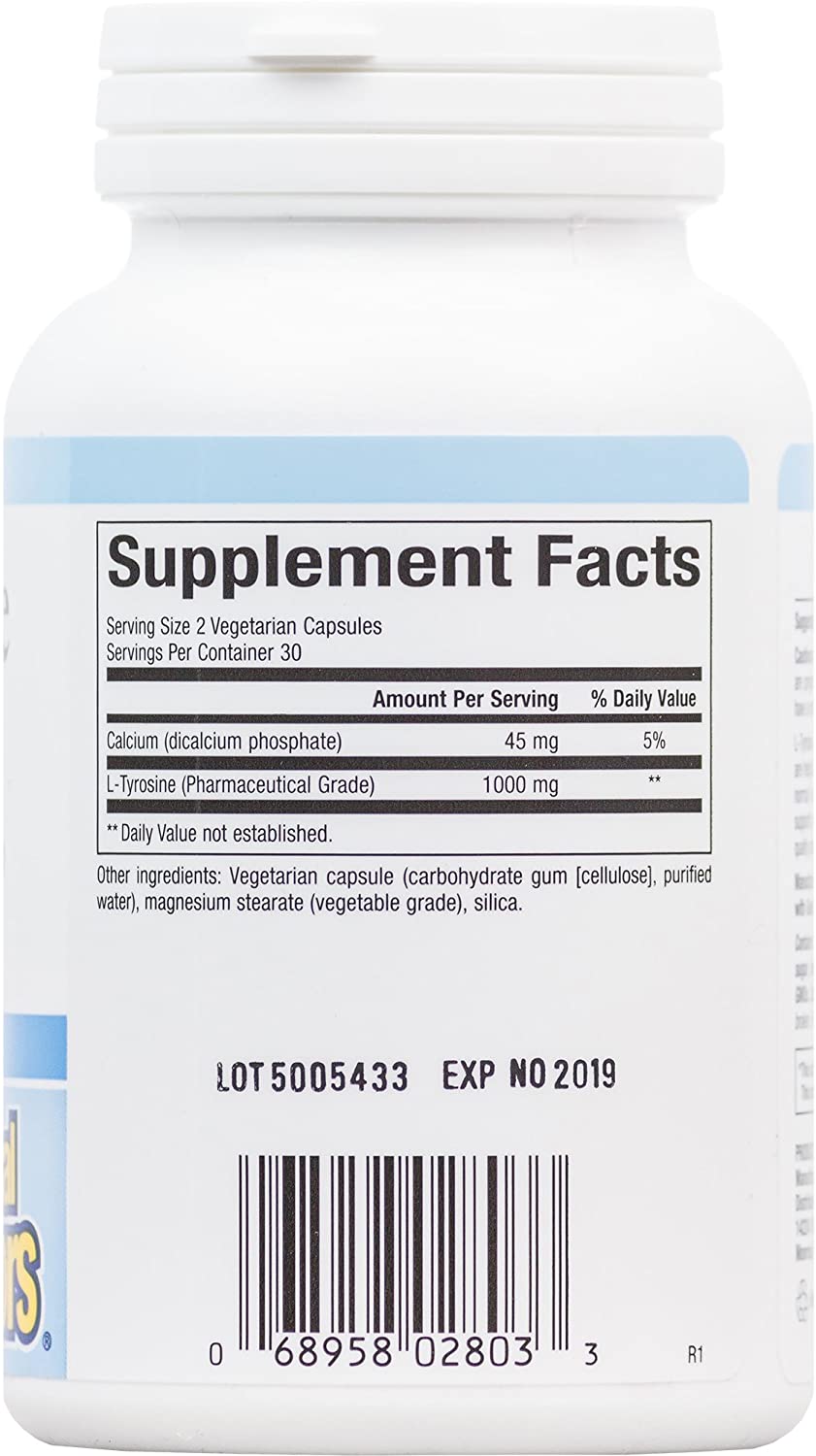 Natural Factors L-Tyrosine, 500 mg, 60 Vegetarian Capsules