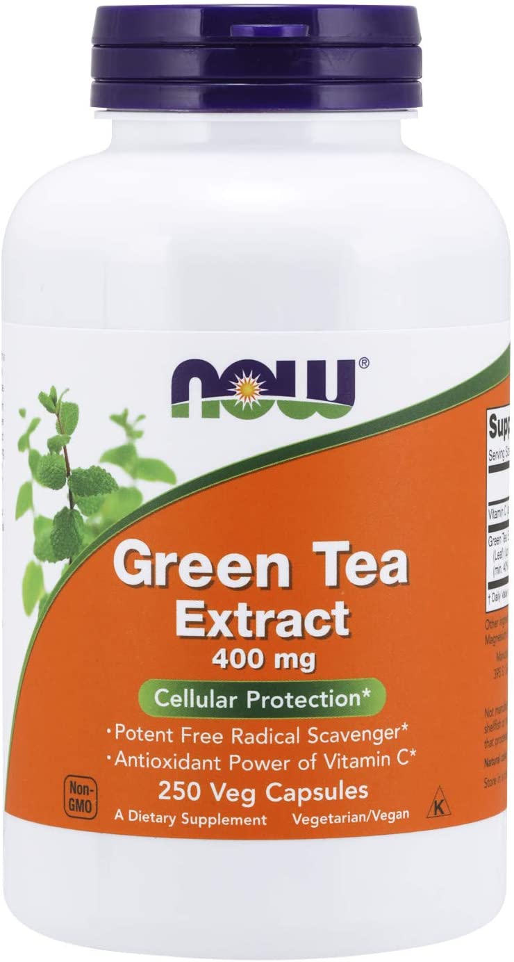 NOW Foods Supplements, Green Tea Extract 400 mg with Vitamin C for Dietary, Cellular Protection*, 250 Veg Capsules