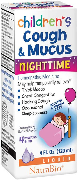 NatraBio Children's Cough & Mucus Night Time Yummy Berry, 4 fl oz