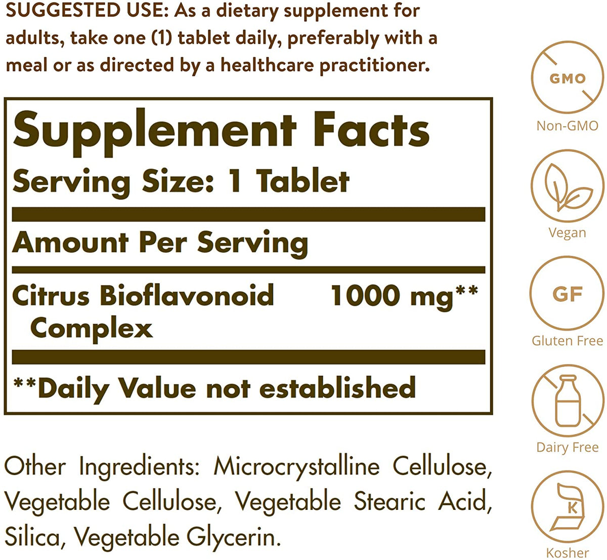 Solgar Citrus Bioflavonoid Complex, 1000 mg, 100 Tablets
