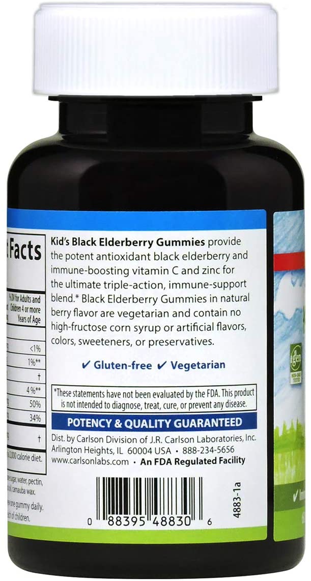 Carlson - Kid's Black Elderberry Gummies. 60 Gummies