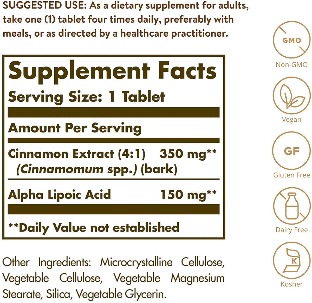 Solgar Cinnamon Alpha-Lipoic Acid, 60 Tablets