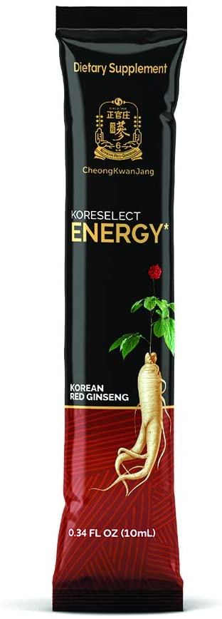 Energy Red Ginseng Extract – Genuine KGC Dietary Supplement with 6 Years Grown Korean Panax Ginseng Amplifies Concentration, Memory, Productivity, and Speeds Up Recovery – 10 Liquid Sticks