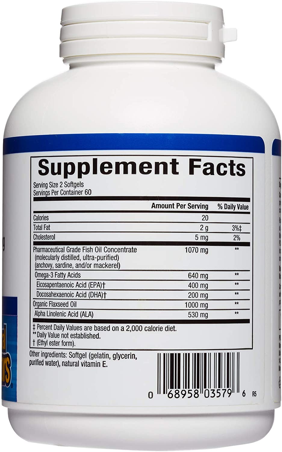 Natural Factors RxOmega-3 and Flax Oil, 120 Softgels