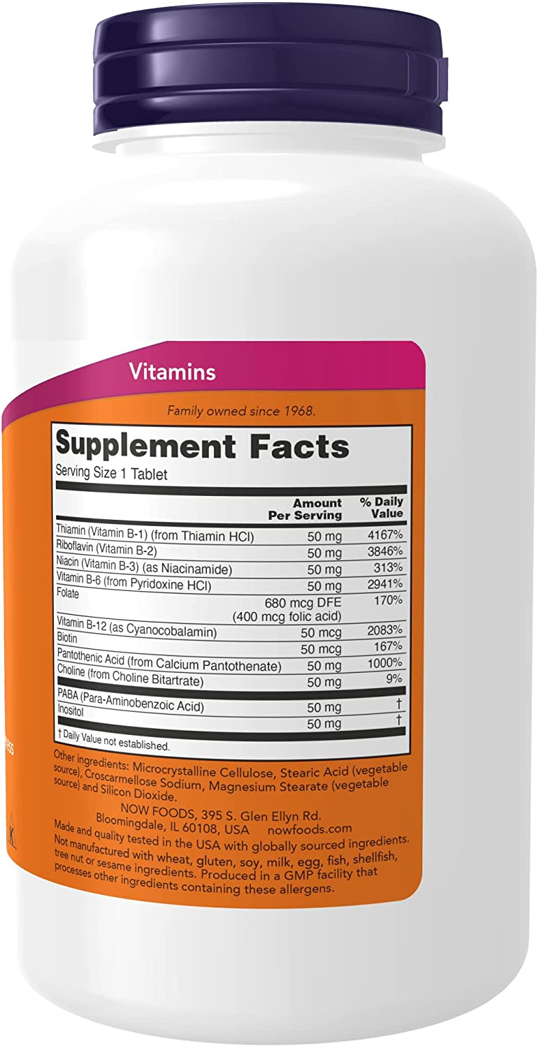 NOW Foods Supplements, Vitamin B-50 mg, Energy Production*, Nervous System Health*, 250 Tablets