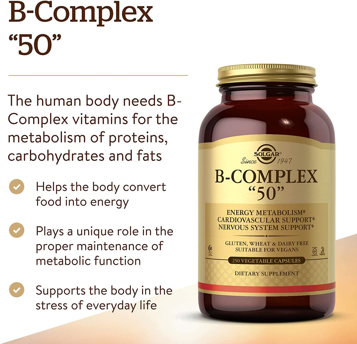 Solgar B-Complex 50, 250 Vegetable Capsules