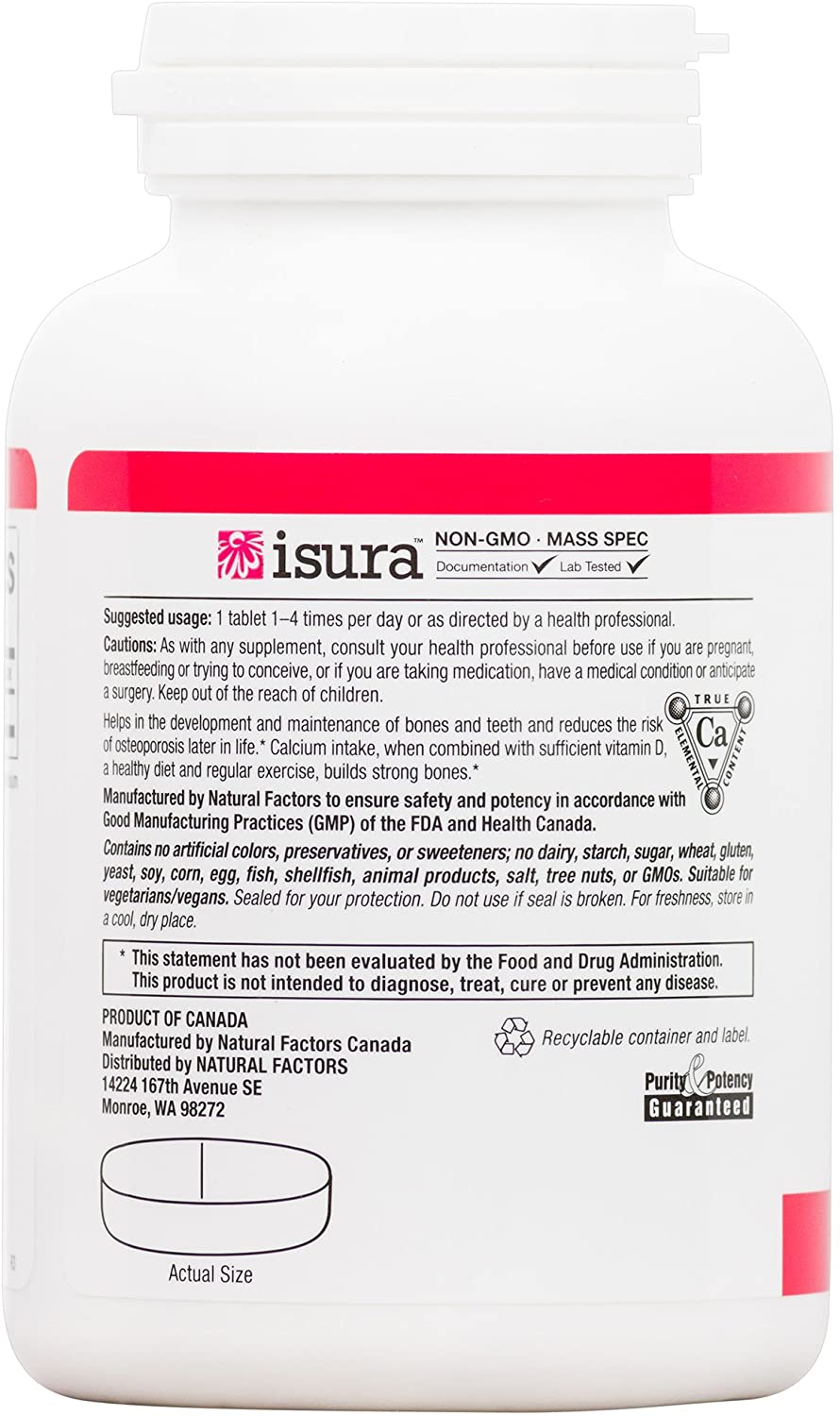 Natural Factors, Calcium Citrate, Helps Maintain Strong Bones and Teeth, 90 tablets (90 servings)