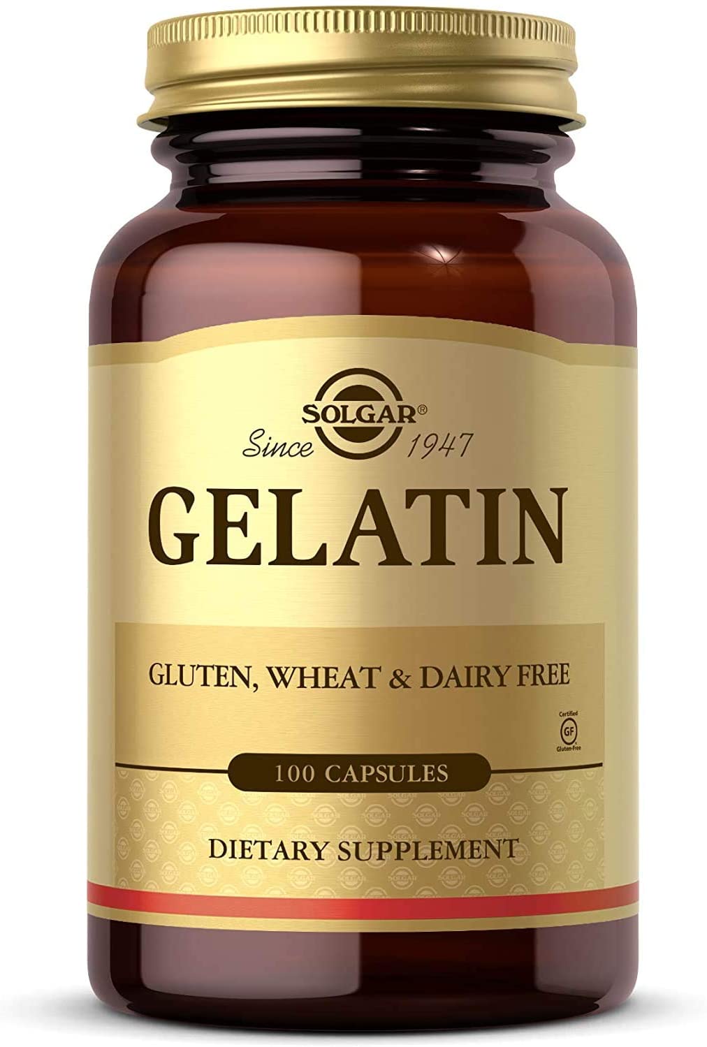 SOLGAR Gelatin - 100 Capsules - Gluten Free, Dairy Free - 33 Servings