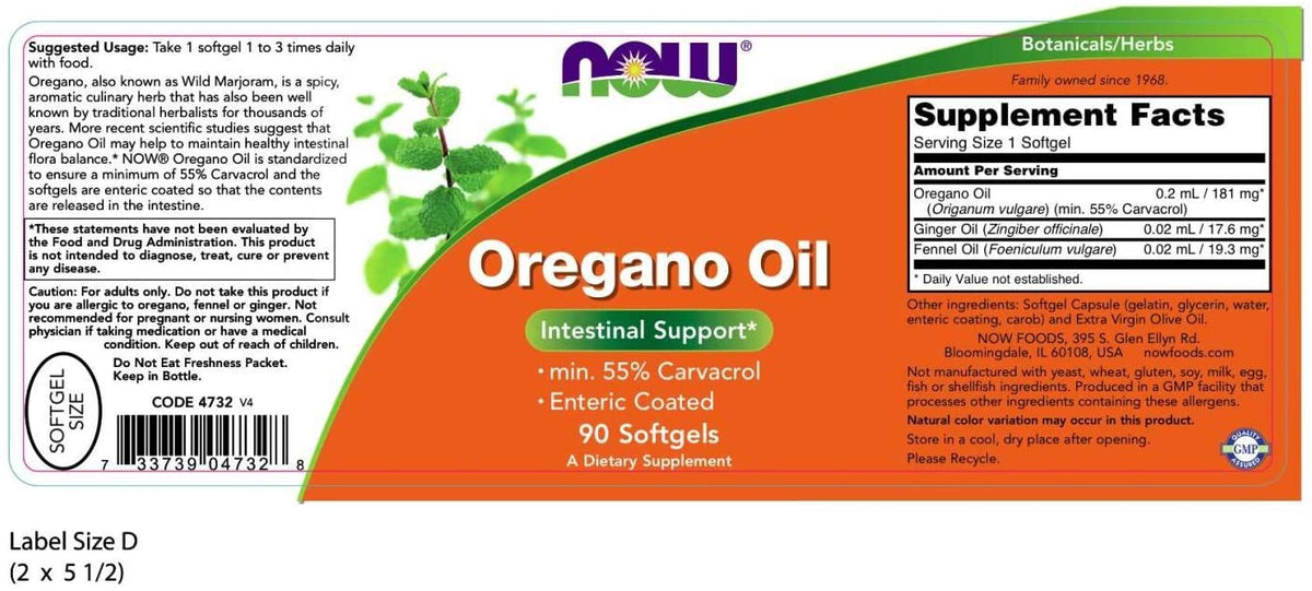 NOW Oregano Oil, 90 Softgels