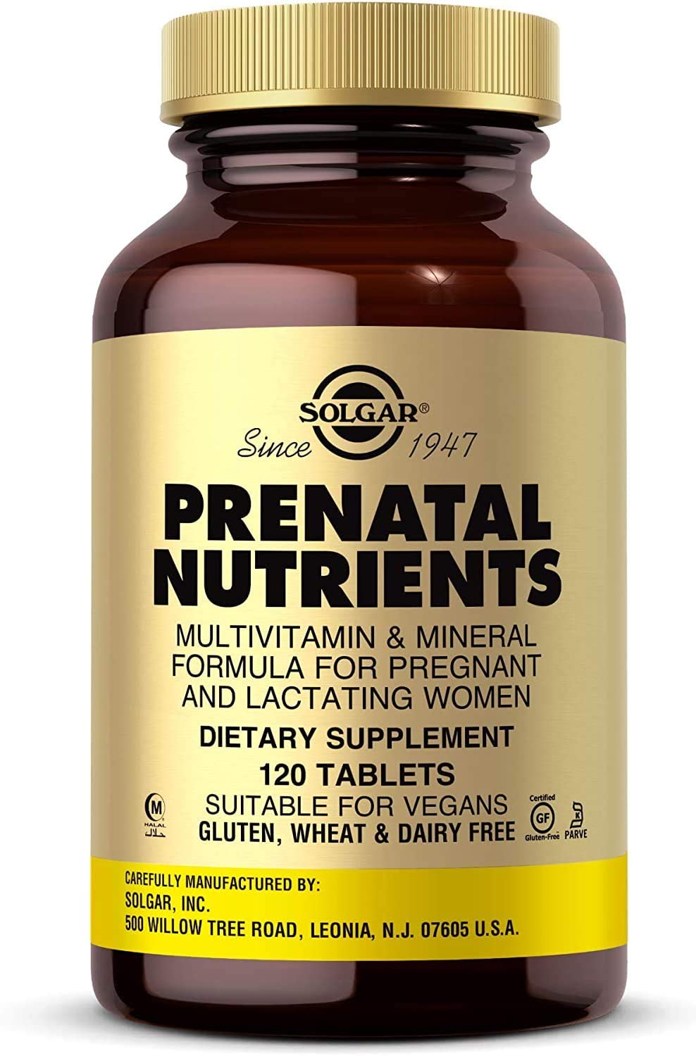 Solgar Prenatal Nutrients, 120 Tablets - Multivitamin &amp; Mineral Formula for Pregnant &amp; Lactating Women - Contains Zinc, Calcium Iron, Folic Acid, Vitamins C &amp; E - Vegan, Gluten Free - 30 Servings