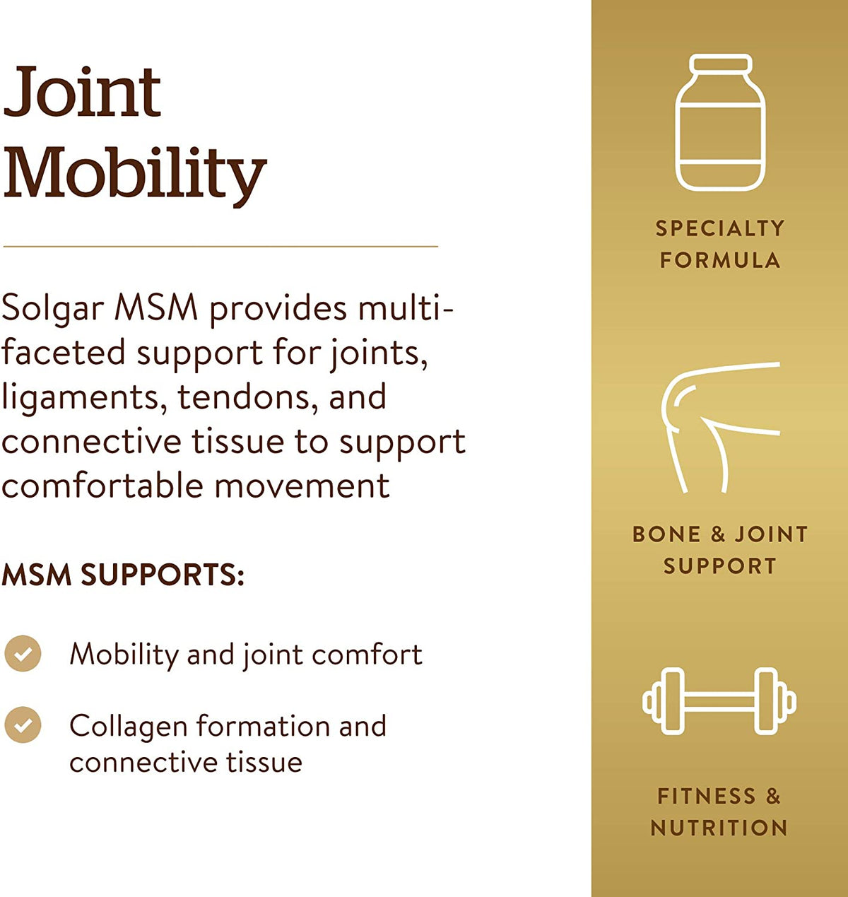 Solgar MSM 1000 mg - 120 Tablets - Supports Joints &amp; Connective Tissue - Non-GMO, Vegan, Gluten Free, Dairy Free, Kosher, Halal - 120 Servings