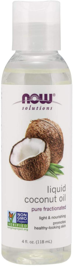 NOW Solutions, Liquid Coconut Oil, Light and Nourishing, Promotes Healthy-Looking Skin and Hair, 4-Ounce