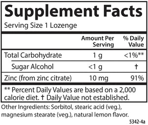 Carlson - Zinc-Ease, Soothing Lozenge, Immune Support & Optimal Wellness, Antioxidant, Lemon, 180 Lozenges