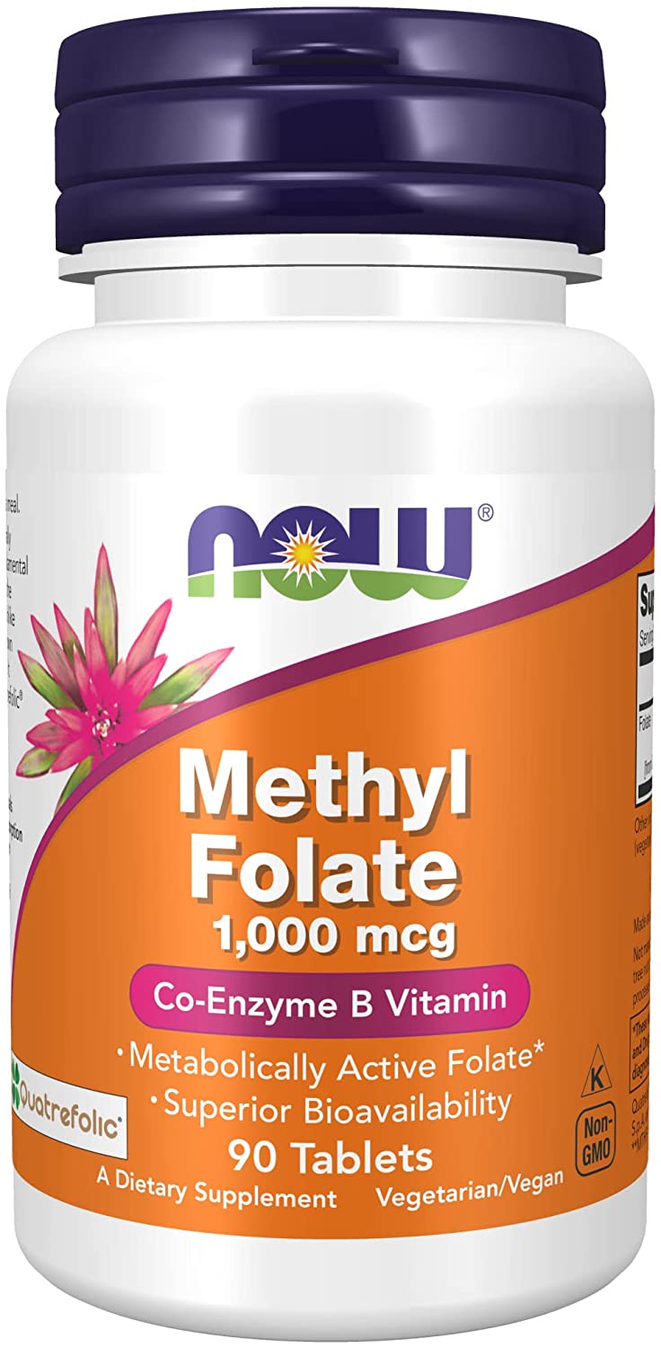 NOW Foods Supplements, Methyl Folate 1,000 mcg, Metabolically Active Folate*, Co-Enzyme B Vitamin, 90 Tablets