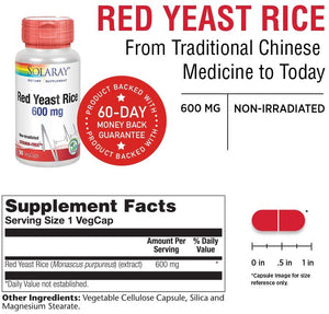 Solaray Red Yeast Rice 600mg | Healthy Heart & Cardiovascular System Support | Non-Irradiated & No Citrinin | Lab Verified | 90 VegCaps