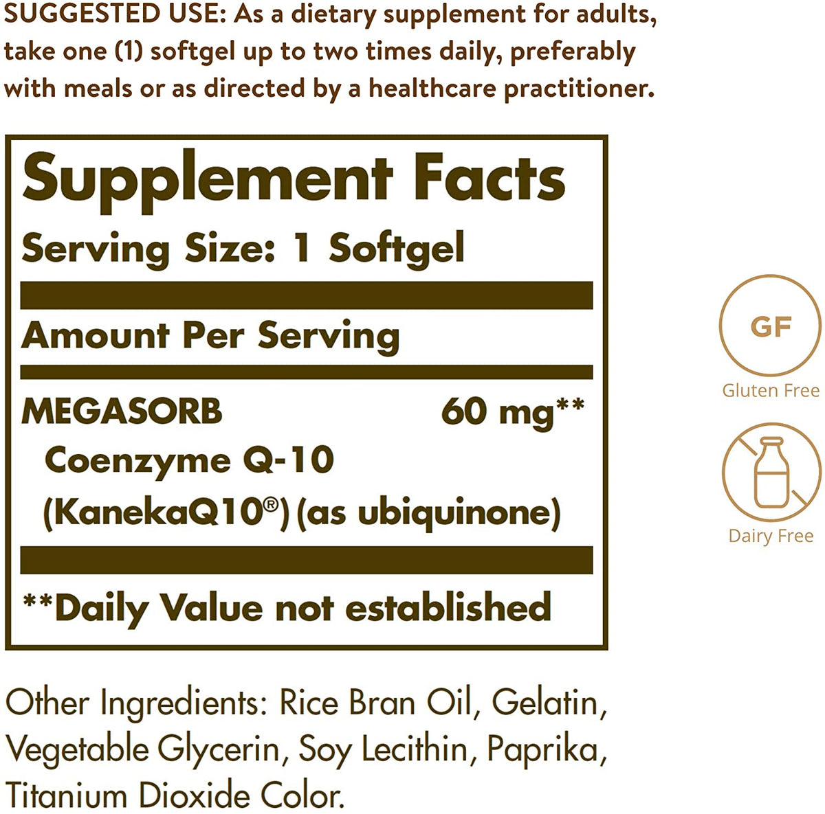 Solgar Megasorb CoQ-10 60 mg, 120 Softgels - Supports Heart &amp; Brain Health - Coenzyme Q10 Supplement - Enhanced Absorption, Easy to Swallow - Gluten Free, Dairy Free - 120 Servings