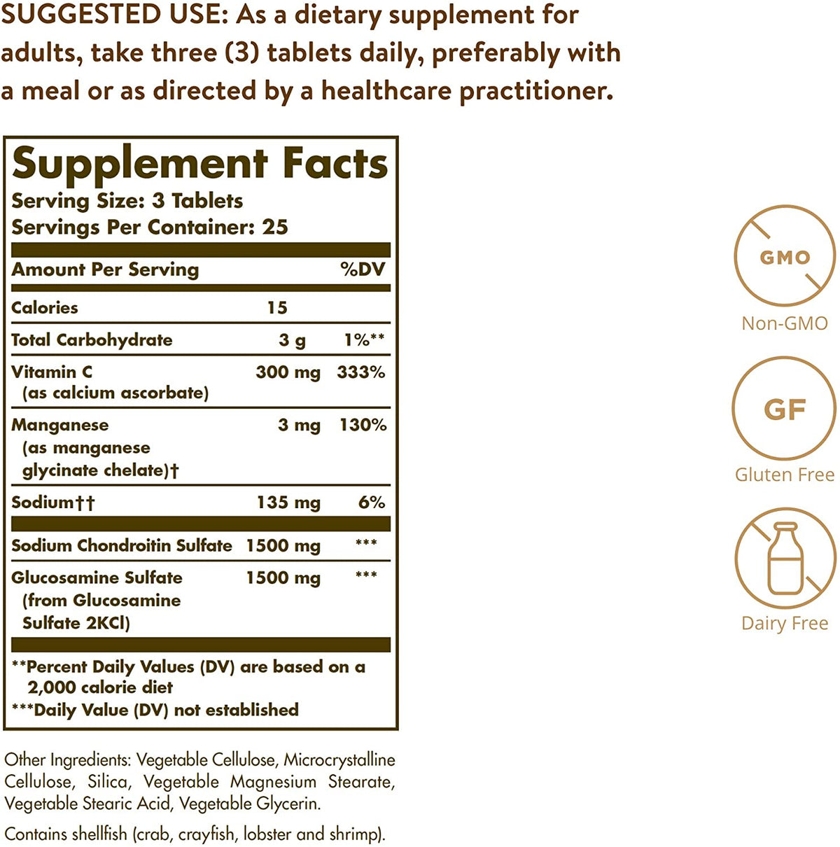 Solgar Extra Strength Glucosamine Chondroitin Complex - 75 Tablets - Supports Healthy Joints &amp; Comfortable Movement - Non-GMO, Gluten Free, Dairy Free - 25 Servings