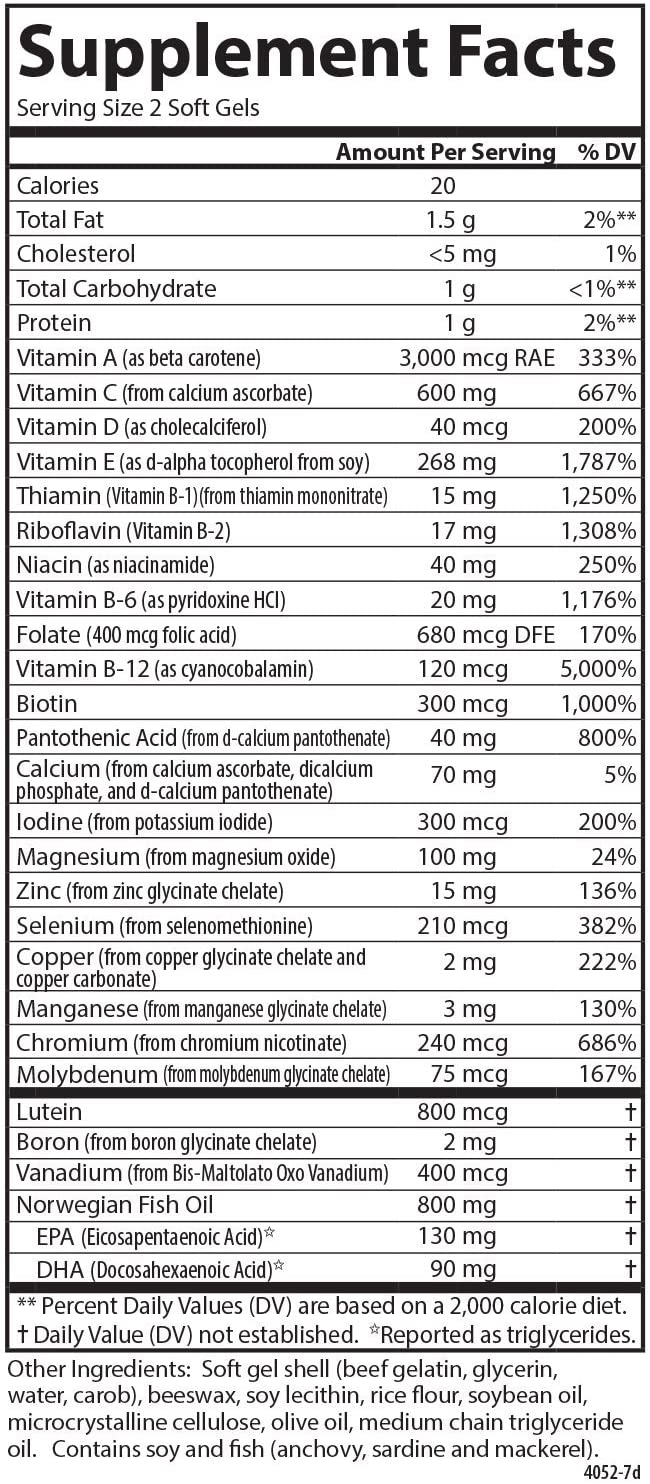 Carlson - Super 2 Daily, Multi + Omega-3s + Lutein + D3, Supports Maintenance of Good Health, 180 Soft gels