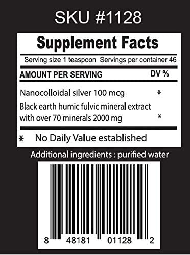The Food Movement Black Earth Silver with Humic Fulvic Acids, Trace Minerals for Immune Support, Detox, Gut Health – 8 fl oz Liquid Drops Supplement
