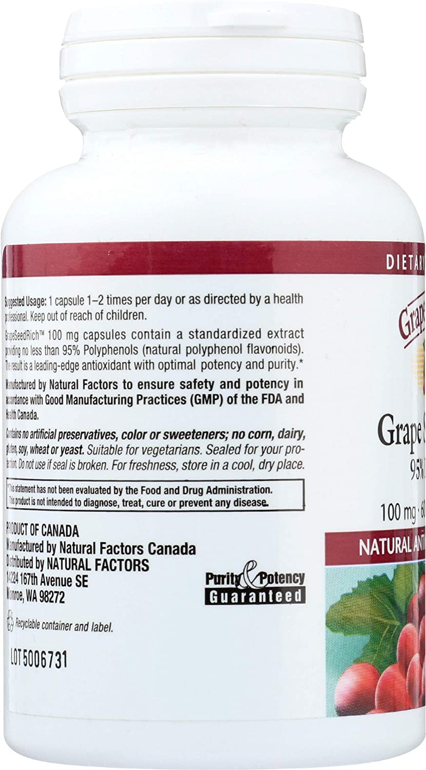 Natural Factors - GrapeSeedRich Grape Seed Extract, Antioxidant Support, 60 Vegetarian Capsules