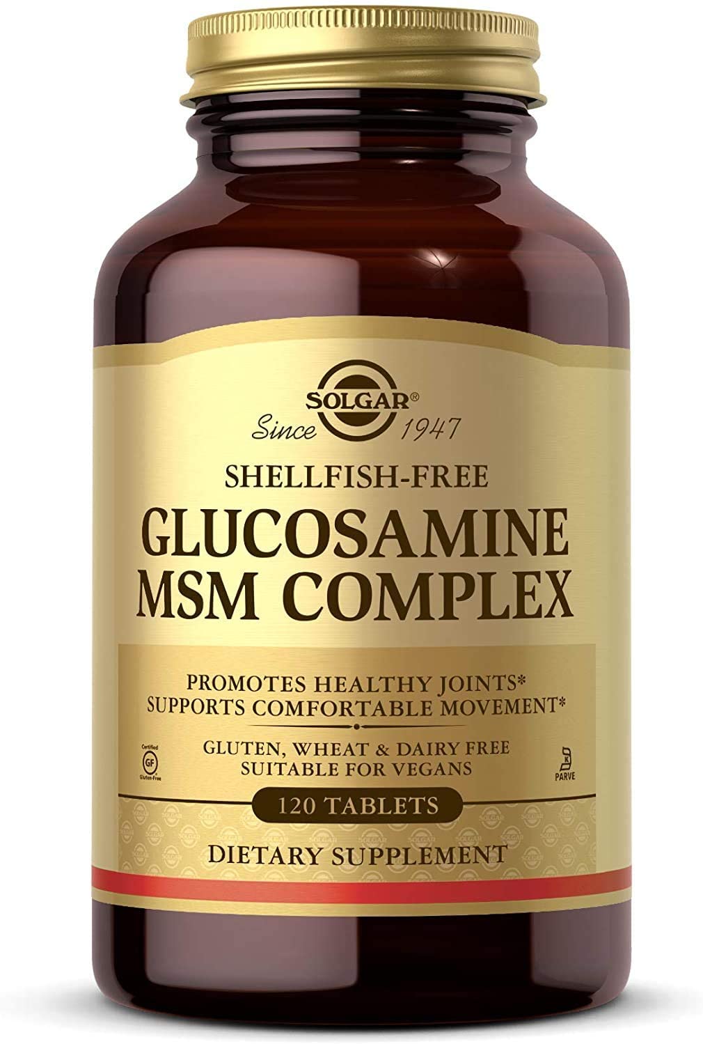 Solgar Glucosamine MSM Complex, 120 Tablets - Promotes Healthy Joints - Supports Range of Motion &amp; Flexibility - Supports Collagen - Shellfish-Free - Gluten Free, Dairy Free, Kosher - 40 Servings