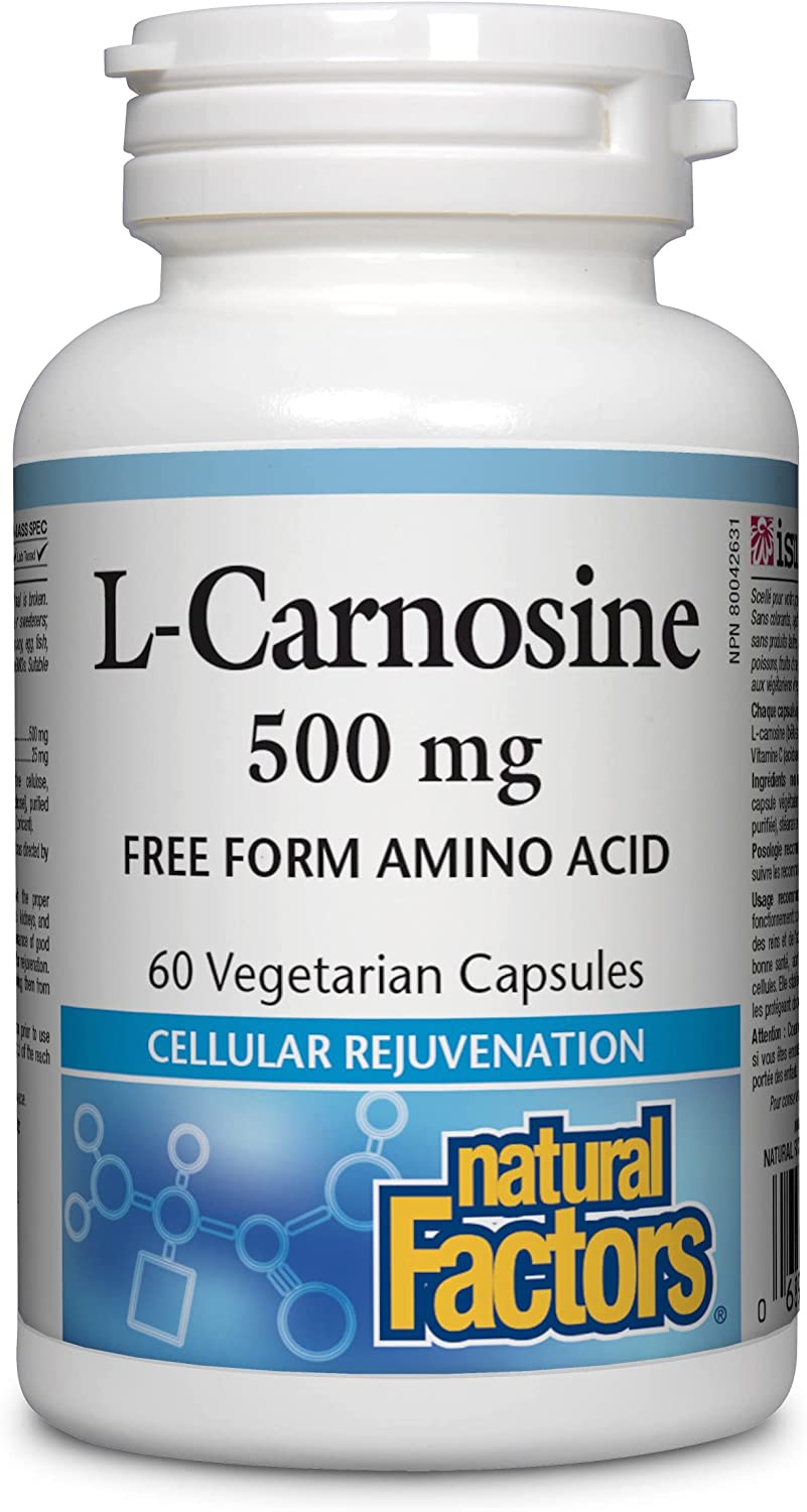 L-Carnosine 500 mg, Supports Healthy Aging, Muscle and Brain Function, Dietary Supplement, 60 capsules (60 servings)