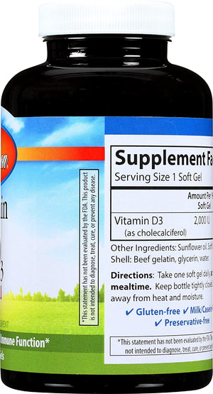 Carlson Vitamin D3, 2000 IU, 360 Softgels