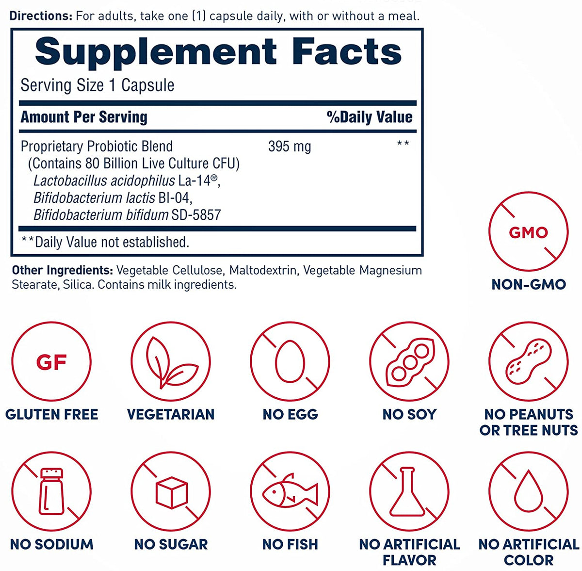 American Health Extra Care Probiotic Complex, 80 Billion MIcroorganisms - Beneficial Bacteria for The Digestive &amp; Immune Systems* - Non-GMO, Vegetarian - 15 Capsules, 15 Total Servings