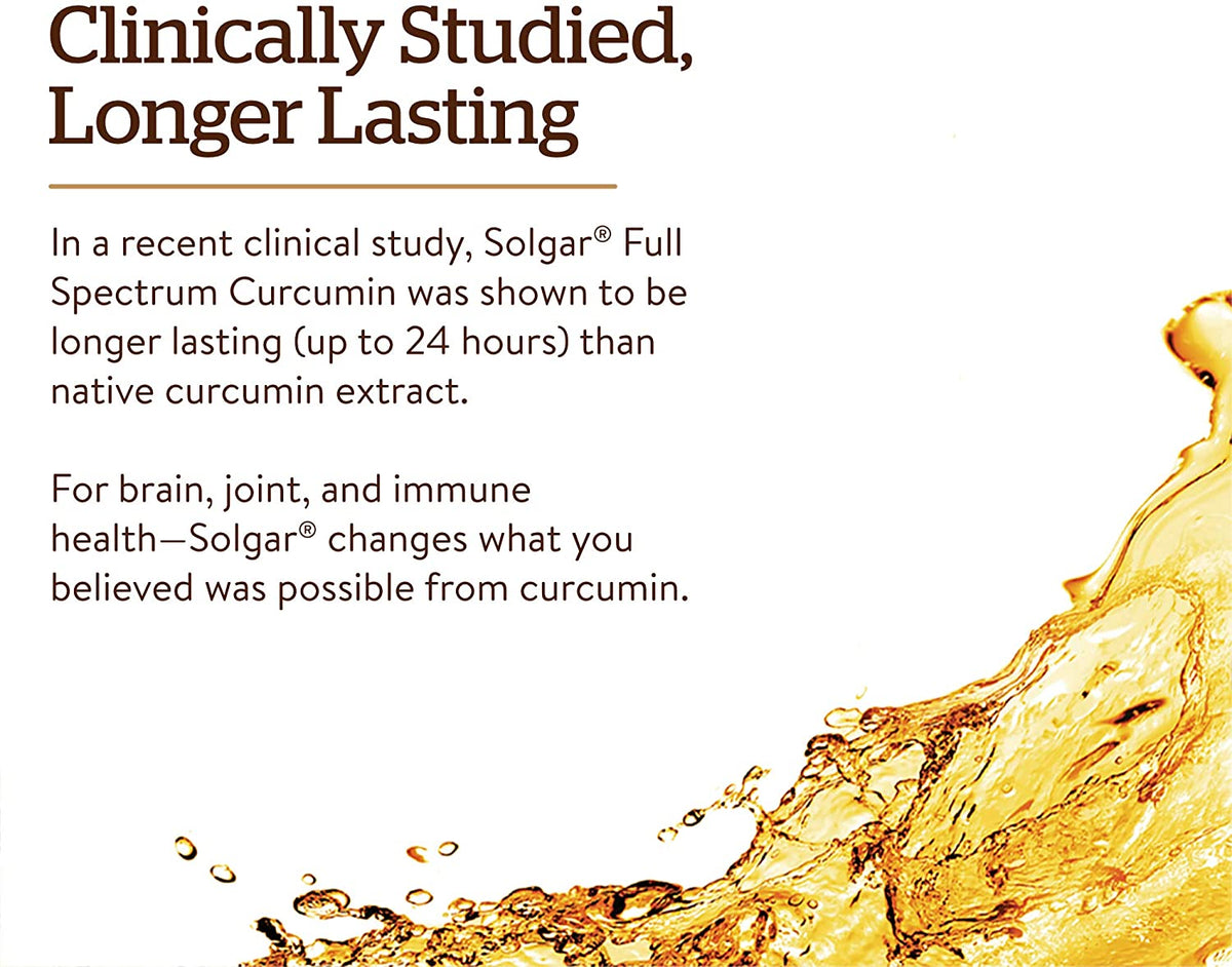 Solgar Full Spectrum Curcumin Liquid Extract, 90 Softgels - Faster Absorption - Brain, Joint &amp; Immune Health - Long Lasting Support - Non GMO, Gluten Free, Dairy Free - 90 Servings