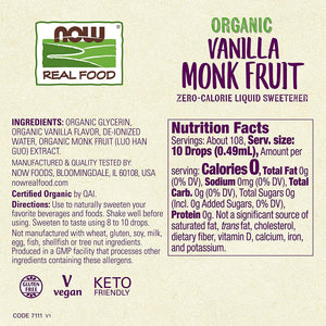Organic Liquid Monk Fruit, Vanilla, 1.8 Fl.Oz