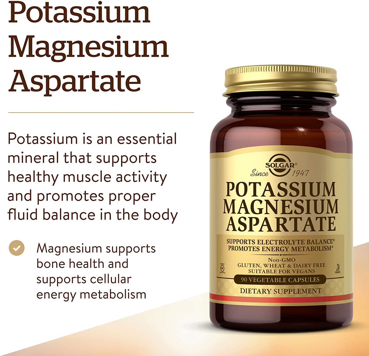 Solgar Potassium Magnesium Aspartate, 90 Vegetable Capsules