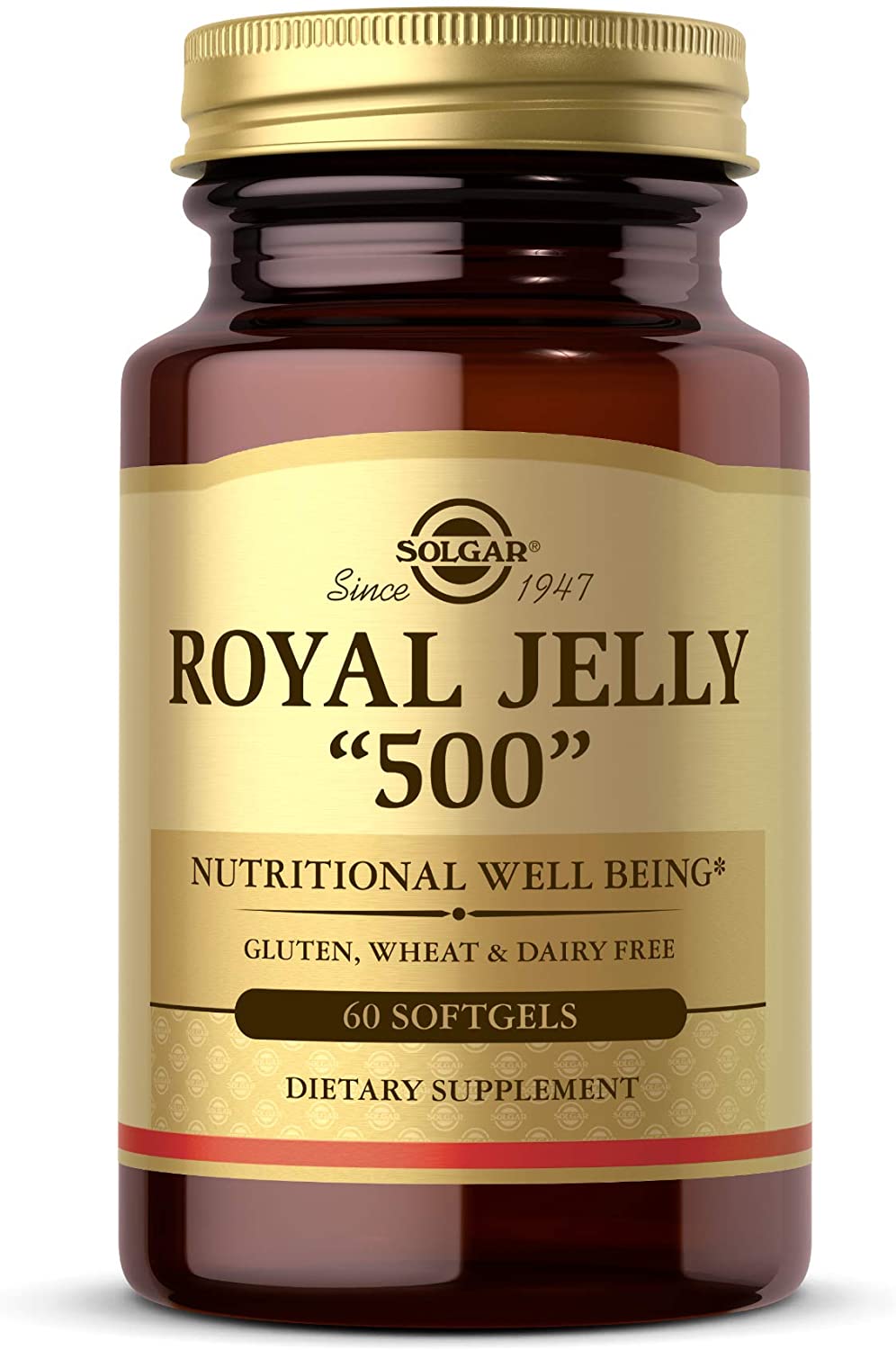 Solgar Royal Jelly &quot;500&quot;, 60 Softgels - Nutritional Well Being - Natural Source of Vitamins, Minerals, Amino Acids, Proteins &amp; Carbohydrates - Gluten Free, Dairy Free - 60 Servings