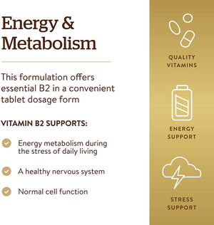 Solgar Vitamin B2 Riboflavin, 50 mg, 100 Tablets