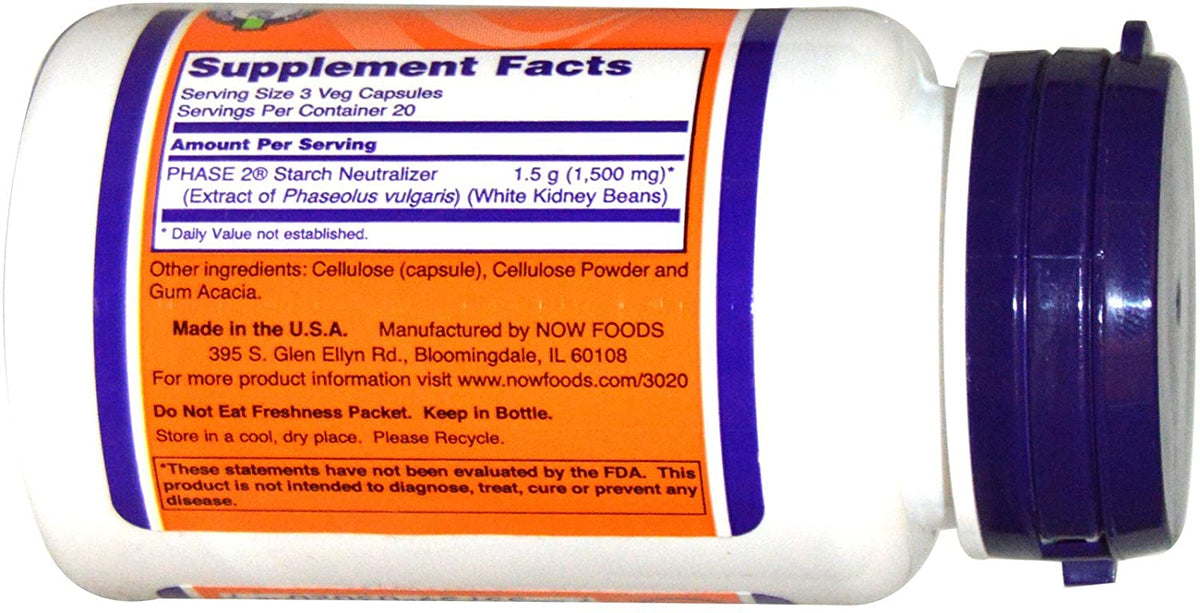 NOW Foods Phase 2 Starch Neutralizer-60 Capsules