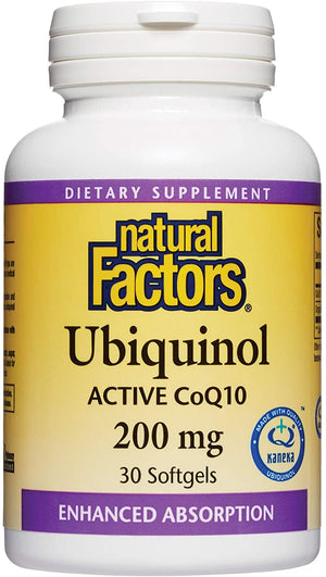 Ubiquinol Active CoQ10 200mg, Coenzyme Q10 Supplement for Energy, Heart and Cognitive Support, 30 softgels (30 Servings)