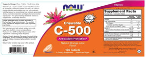 NOW Foods Chewable C-500 Orange Juice, 100 Tablets