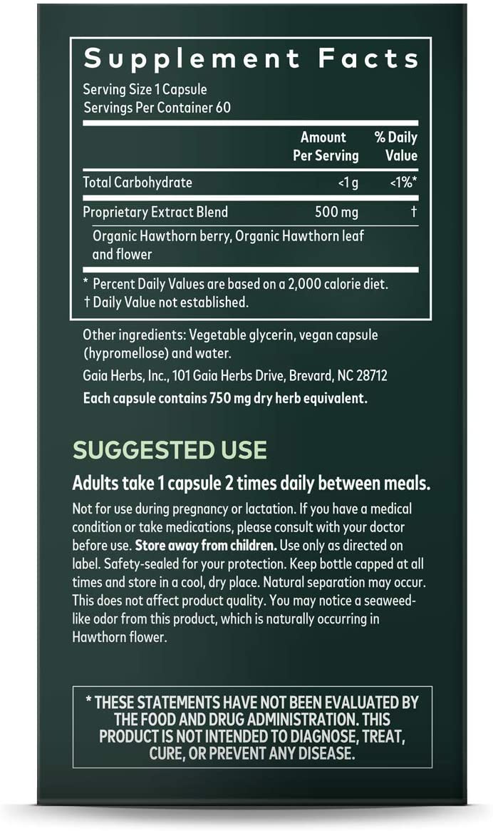 Gaia Herbs Hawthorn Supreme - Hawthorn Berry Supplement to Support Heart Health - for Use at Every Age and Stage to Sustain and Support The Heart - 60 Vegan Liquid Phyto-Capsules