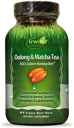 Oolong & Matcha Tea EGCG by Irwin Naturals, Supports Health Weight and Metabolism, 63 Liquid Softgels