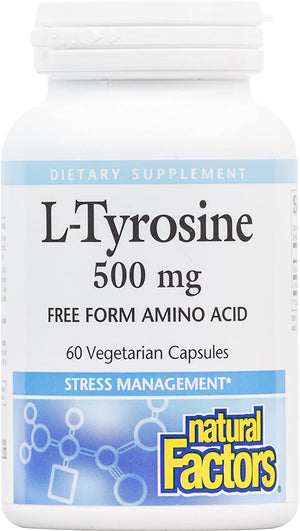 Natural Factors L-Tyrosine, 500 mg, 60 Vegetarian Capsules