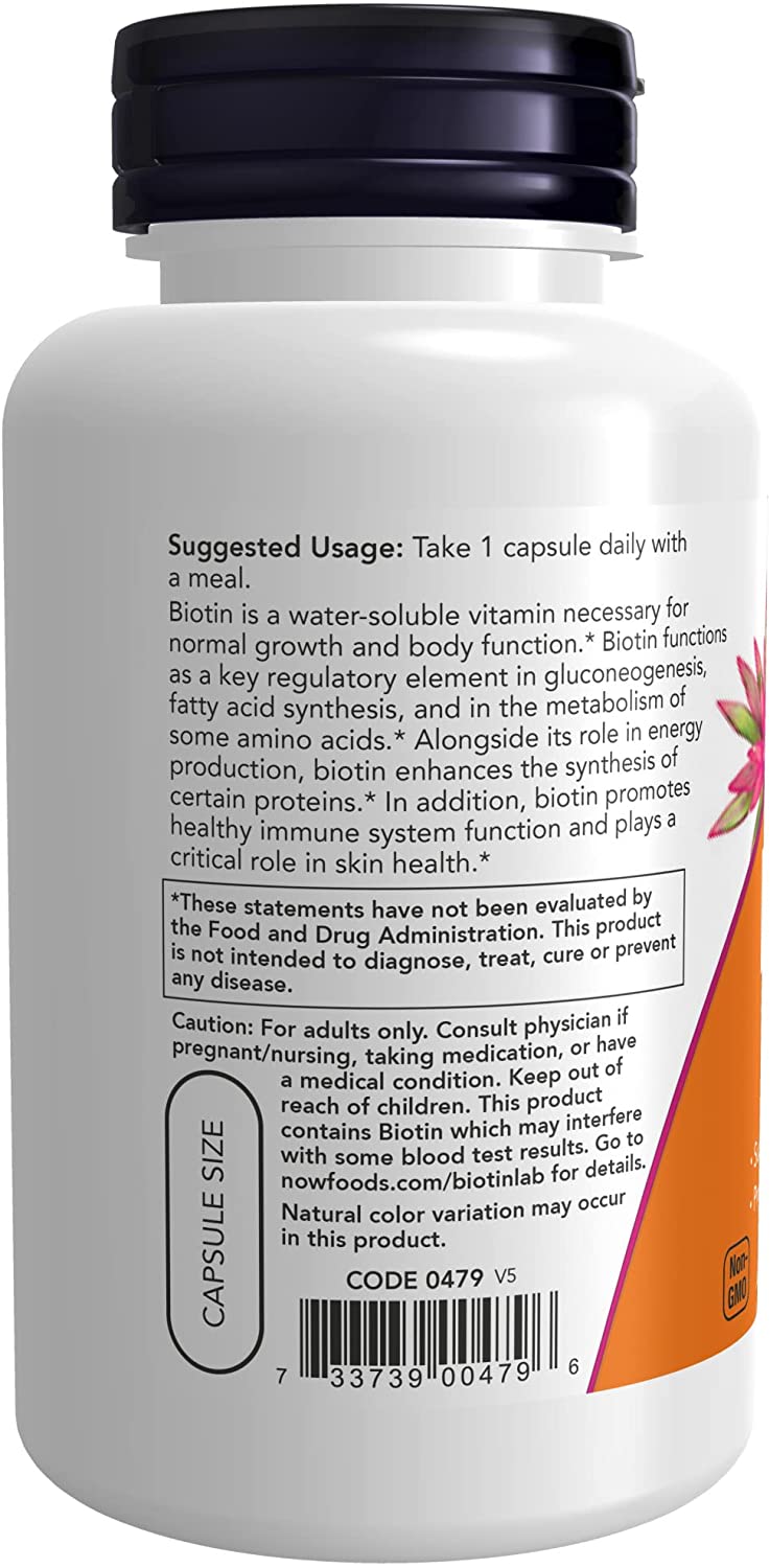 NOW Biotin Extra Strength, 10 mg, 120 Vegetarian Capsules