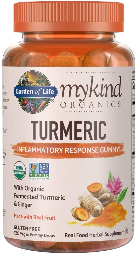 Garden of Life Organics Turmeric Inflammatory Response Gummy - 120 Real Fruit Gummies for Kids &amp; Adults, 50Mg Curcumin (95% Curcuminoids), No Added Sugar, Organic, Non-GMO, Vegan &amp; Gluten Free