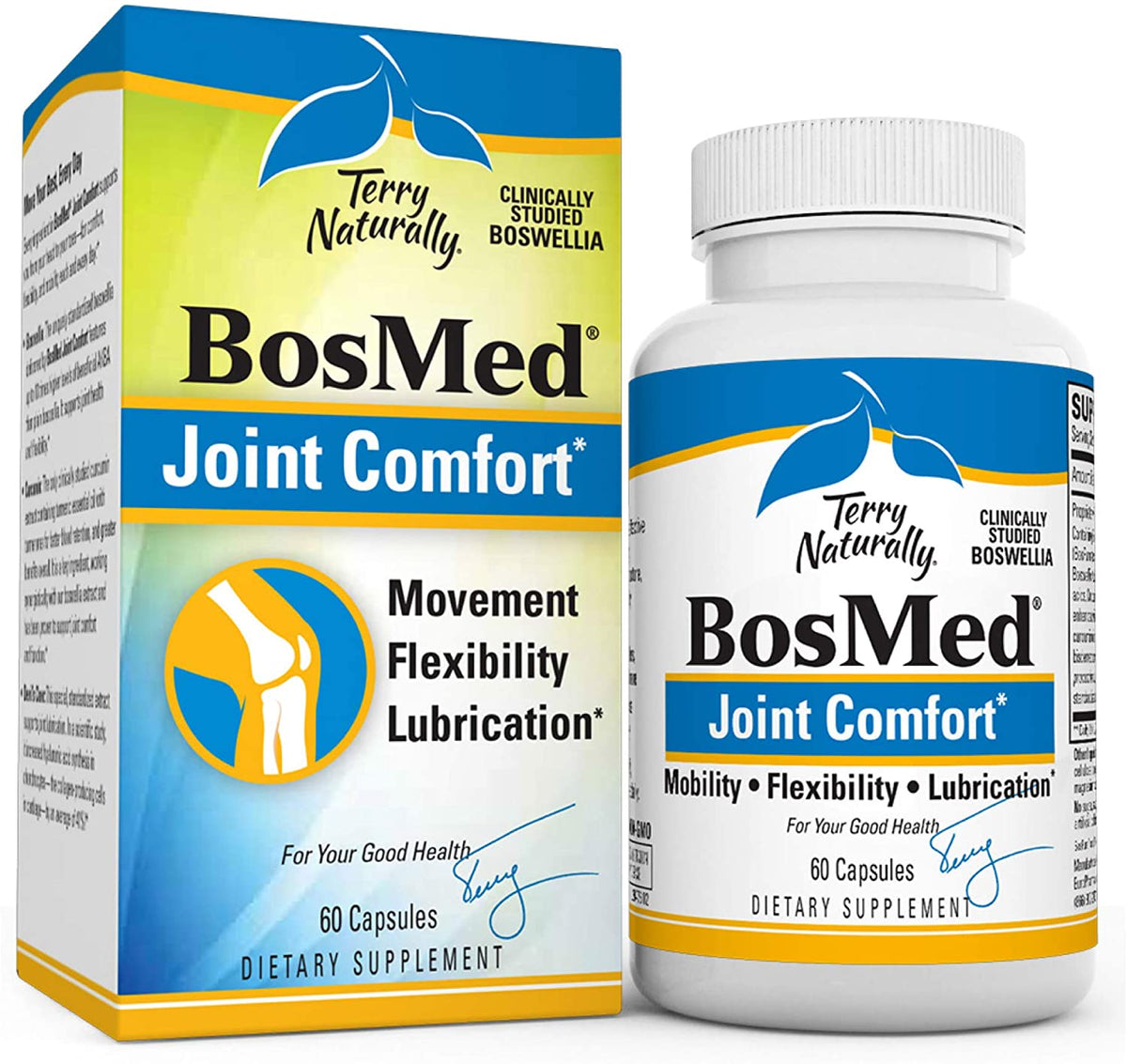Terry Naturally BosMed Joint Comfort - 1,200 mg Boswellia Complex, 60 Vegan Capsules - Supports Movement, Flexibility & Lubrication - Non-GMO, Gluten-Free - 20 Servings
