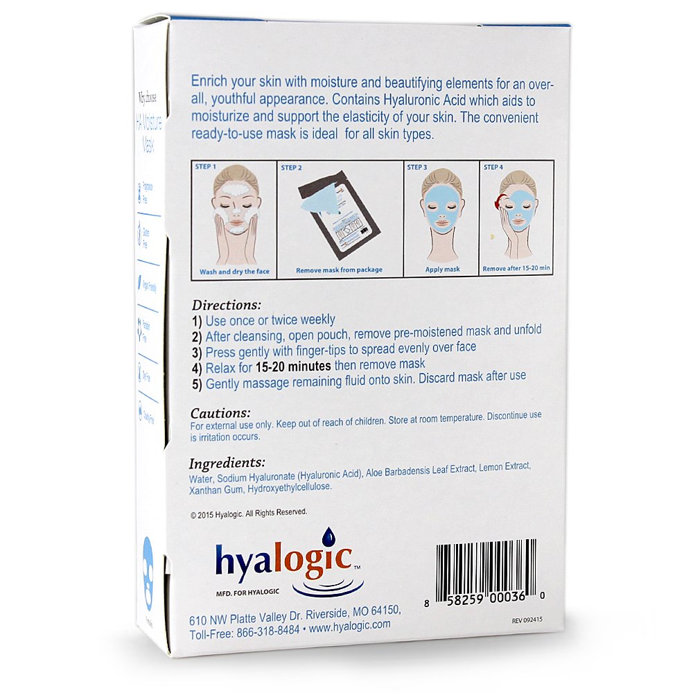 Hyaluronic Acid Moisturizing Face Mask Sheet | Hydrating Facial Cleaner| Radiance Boost Mask | Paraben &amp; Gluten Free Face Mask for Women | (Pack of 4 sheets)